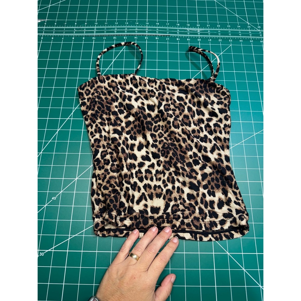 QINSEN Womens Leopard Print Cami Tank Top Spaghetti Strap Animal Print Small